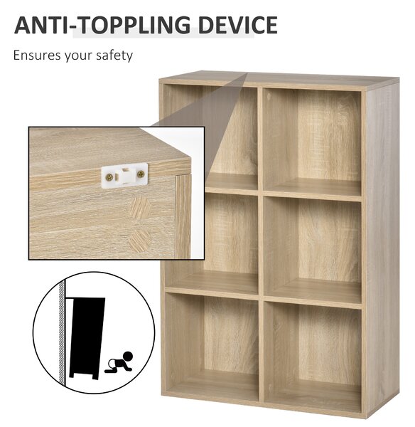 HOMCOM Six-Cube Bookcase - Oak Wood Effect Aosom UK