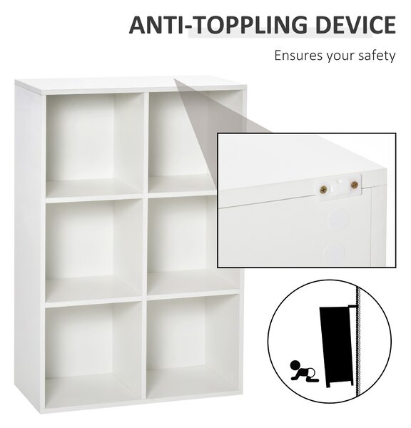 HOMCOM Six-Cube Bookcase - White Wood Effect Aosom UK