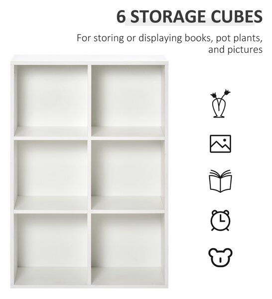 HOMCOM Six-Cube Bookcase - White Wood Effect Aosom UK