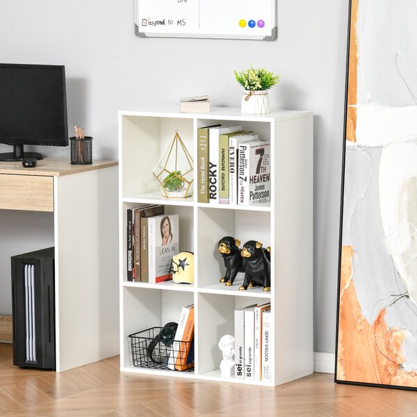 HOMCOM Six-Cube Bookcase - White Wood Effect Aosom UK