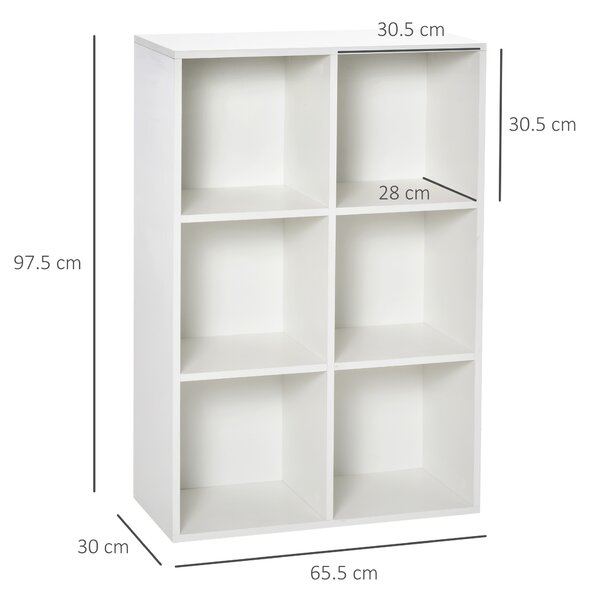 HOMCOM Six-Cube Bookcase - White Wood Effect Aosom UK