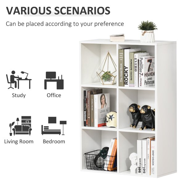 HOMCOM Six-Cube Bookcase - White Wood Effect Aosom UK