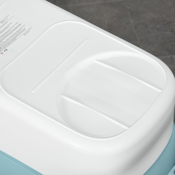 HOMCOM Folding Baby Bath Tub for Toddlers Kids Portable with Non-Slip Pads Top Cover for 1-12 Years Blue