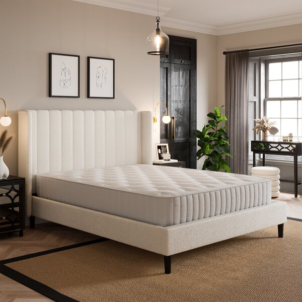 Alara Pleated Teddy Fabric Bed Frame