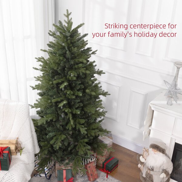 HOMCOM 6ft Artificial Christmas Tree with 1821 Tips, Metal Base, Realistic Hinged Xmas Tree for Home Office, Green Aosom UK