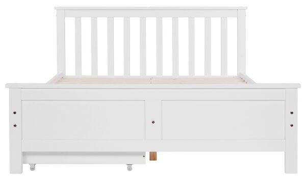 Elegant Solid Pine Double Bed Frame with Storage Drawers, Headboard, Footboard, Wooden Single Bed Base for Adults, Kids, 196x146x82 cm, White Aosom UK