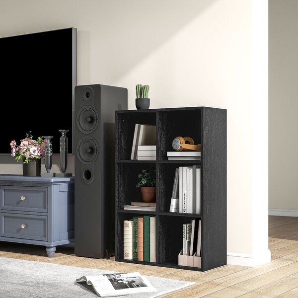 HOMCOM Six-Cube Bookcase - Black Wood Effect Aosom UK