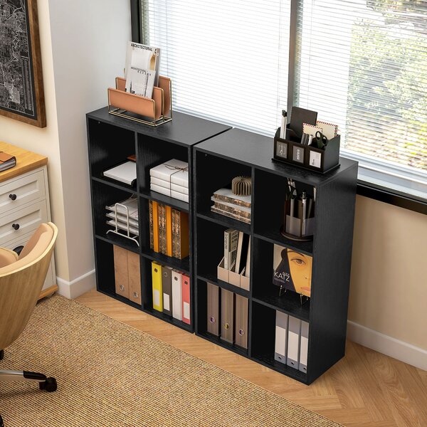 HOMCOM Six-Cube Bookcase - Black Wood Effect Aosom UK