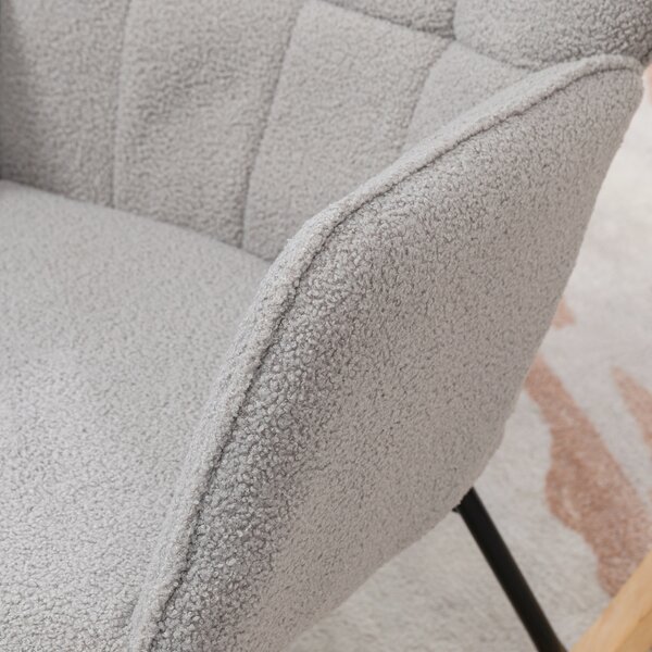 HOMCOM Berber Fleece Nursery Glider Rocker for Nursing, Wingback Rocking Chair for Living Room, Light Grey Aosom UK