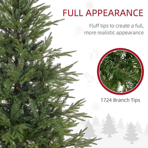 HOMCOM 5ft Artificial Christmas Tree with 1724 Tips, Metal Base, Realistic Hinged Xmas Tree, Easy to Assemble, Green Aosom UK