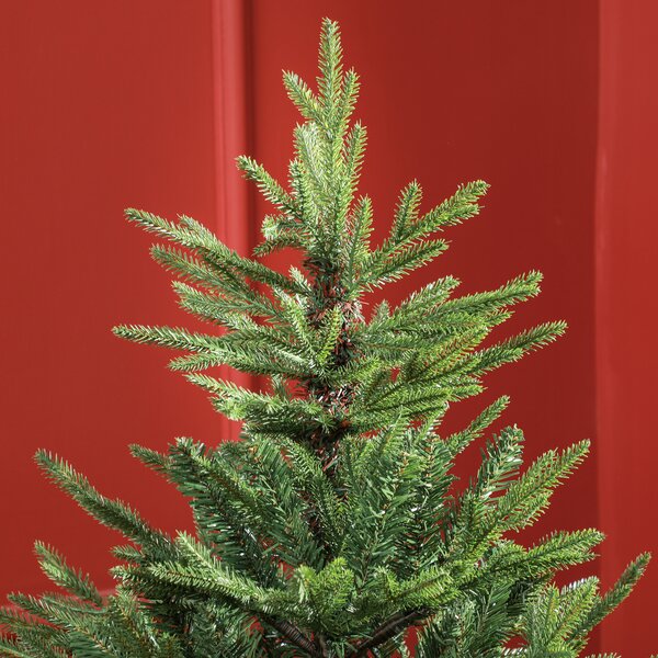 HOMCOM 5ft Artificial Christmas Tree with 1724 Tips, Metal Base, Realistic Hinged Xmas Tree, Easy to Assemble, Green Aosom UK