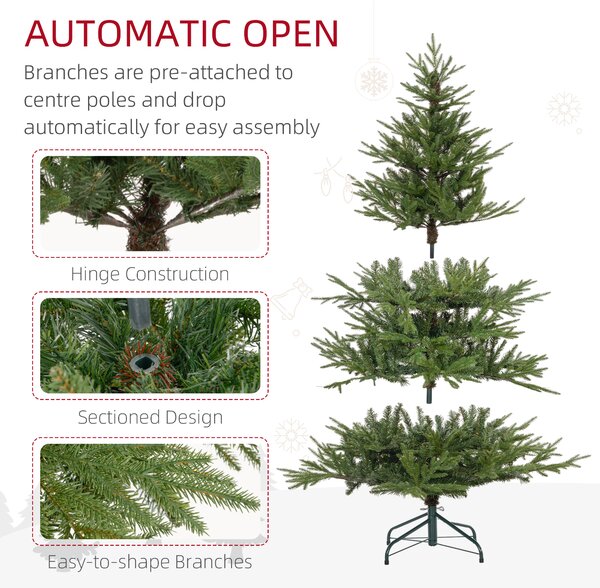 HOMCOM 5ft Artificial Christmas Tree with 1724 Tips, Metal Base, Realistic Hinged Xmas Tree, Easy to Assemble, Green Aosom UK