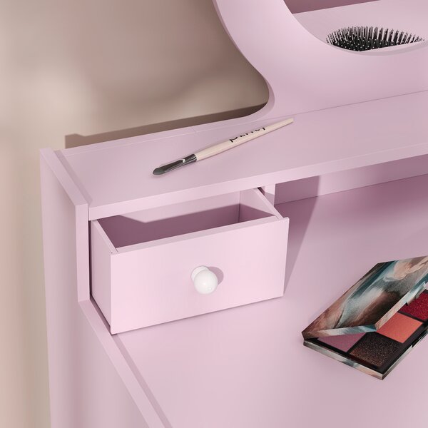 AIYAPLAY Kids Dressing Table Set Kids Make up Table with Stool and Mirror, Storage Drawers, Gift for Aged 3-8 Aosom UK