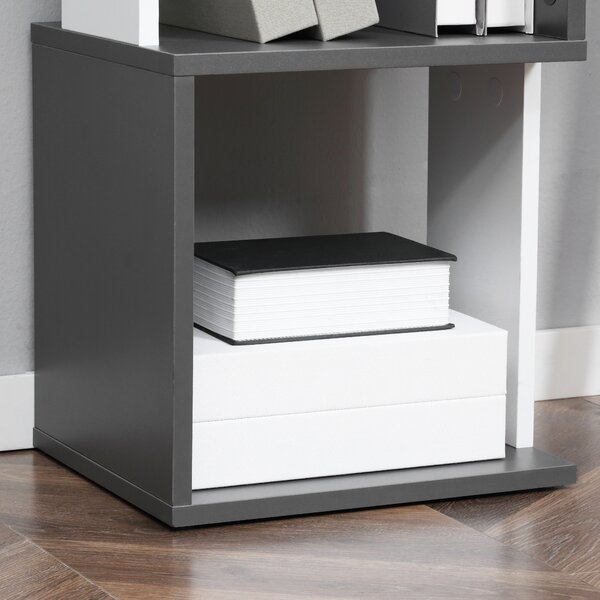 HOMCOM Modern 5-Tier Bookshelf, Freestanding Bookcase Storage Shelving for Living Room Home Office Study, Dark Grey Aosom UK