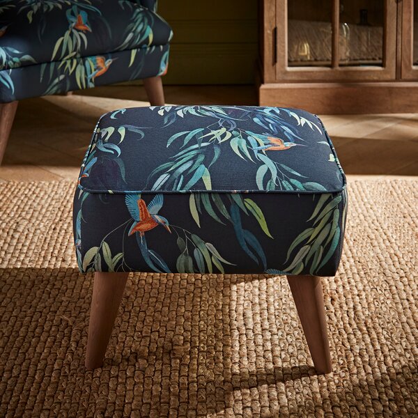 Marlow Footstool Kingfisher Print