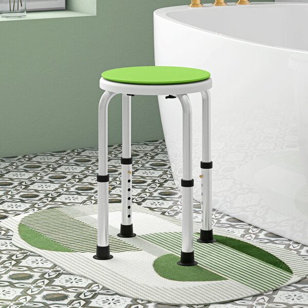 HOMCOM 360° Swivel Bath Stool with Non-Slip Feet, Height Adjustable Aluminium Shower Chair, Green Aosom UK