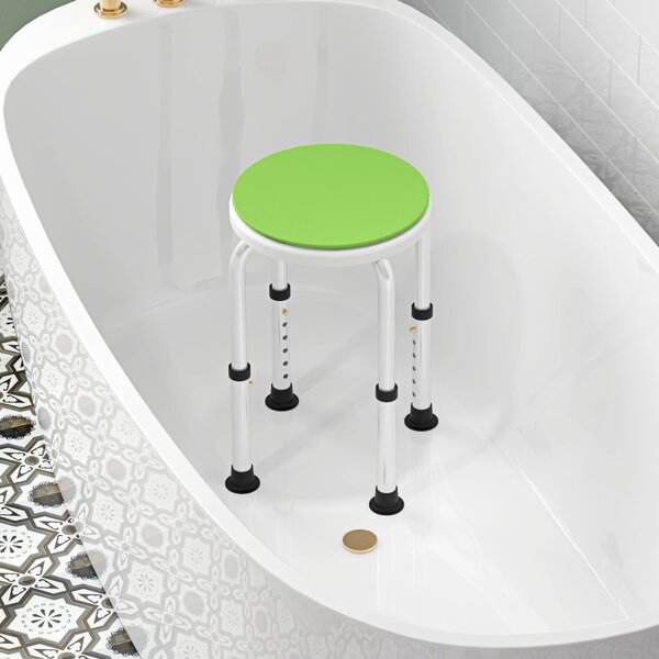 HOMCOM 360° Swivel Bath Stool with Non-Slip Feet, Height Adjustable Aluminium Shower Chair, Green Aosom UK