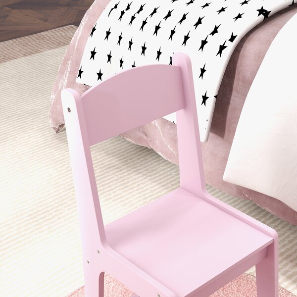 AIYAPLAY Kids Dressing Table Sets with Stool and Tri-Fold Mirror, Drawer for Playroom, Bedroom - Pink Aosom UK