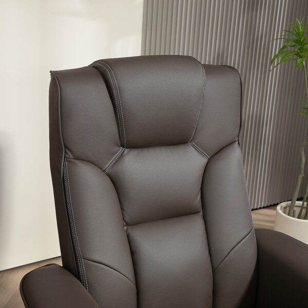 HOMCOM Faux Leather Manual Recliner and Footstool Set - Brown Aosom UK