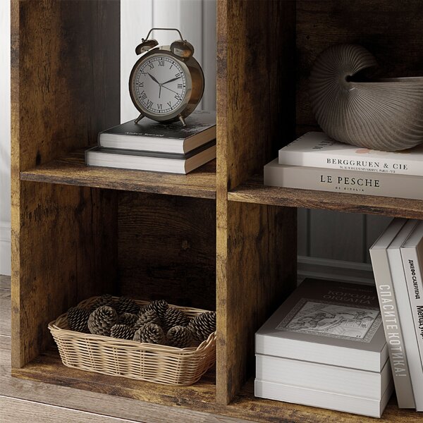 HOMCOM 3-tier 6 Cubes Storage Unit Particle Board Cabinet Bookcase Organiser Home Office Shelves Rustic Brown Aosom UK