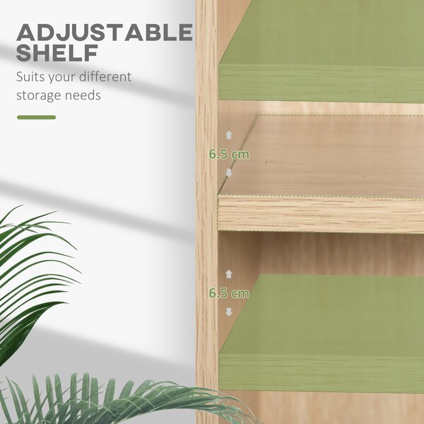 HOMCOM Low Bookcase with Adjustable Shelf, 2 Compartments, 2 Tier Bookshelf for Home Office, Living Room, Study, Natural Aosom UK