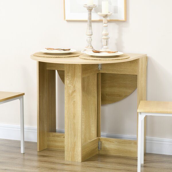 HOMCOM 2 Drop Leaf Dining Table, Folding Dining Table for Small Space, Kitchen, Dining Room, Oak Aosom UK