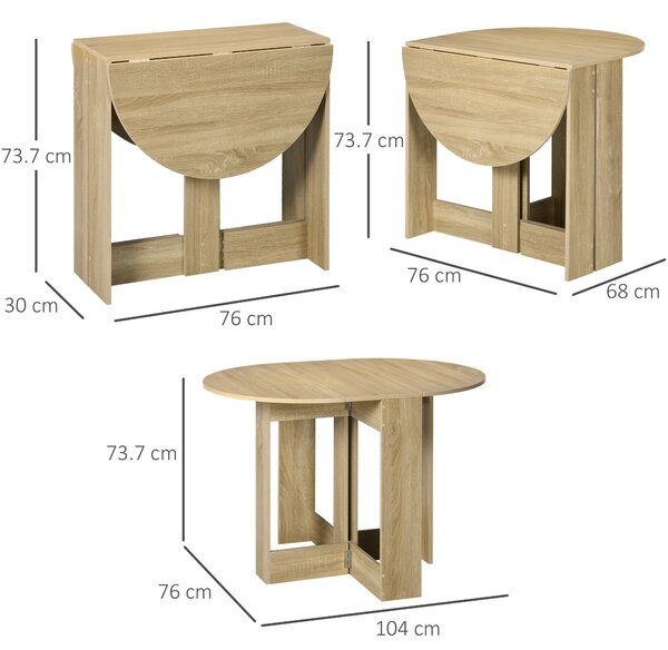 HOMCOM 2 Drop Leaf Dining Table, Folding Dining Table for Small Space, Kitchen, Dining Room, Oak Aosom UK