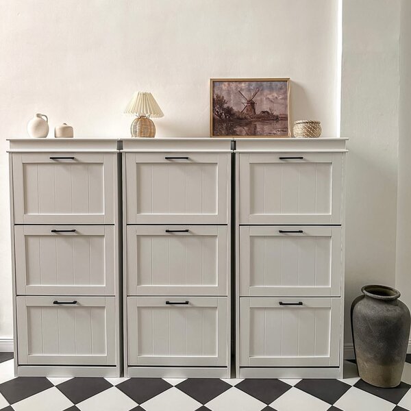HOMCOM Three-Drawer Minimalistic Shoe Storage Cabinet, for 15 Shoes Aosom UK
