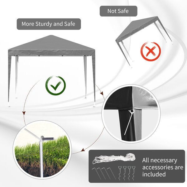 Outsunny 3 x 3m Pop Up Gazebo with Sides, Waterproof Pop Up Gazebo with Carry Bag and Height Adjustable Marquee for Party, Grey Aosom UK