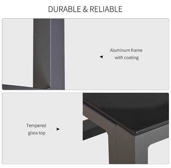 Outsunny 5 Pieces Outdoor Patio Furniture Set, Sofa Couch with Glass Coffee Table, Cushioned Chairs and Metal Frame, for Balcony Garden Backyard, Grey