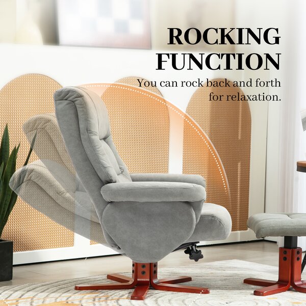 HOMCOM Faux Microfibre Leather Manual Recliner and Footstool Set, Reclining Armchair w/ cat scratch resistant fabric, Grey Aosom UK