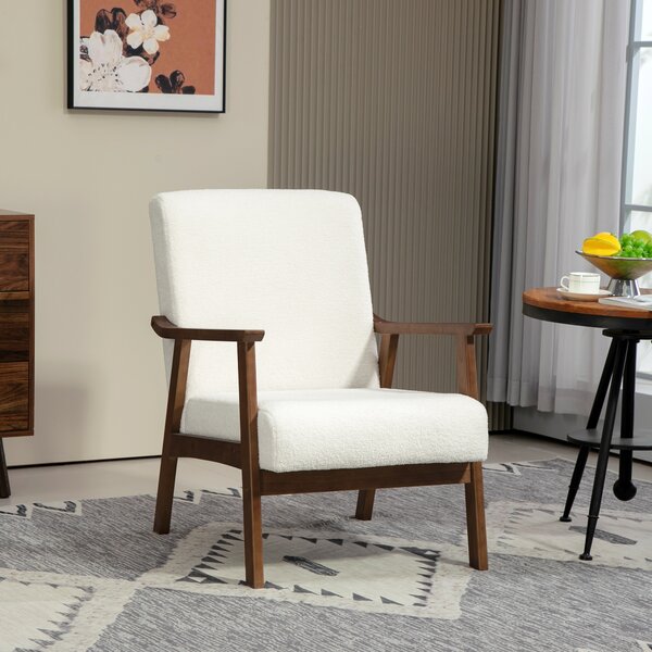 HOMCOM Boucle Seat Mid Century Accent Chair - White Aosom UK