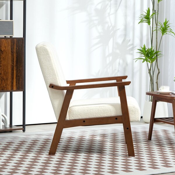 HOMCOM Boucle Seat Mid Century Accent Chair - White Aosom UK
