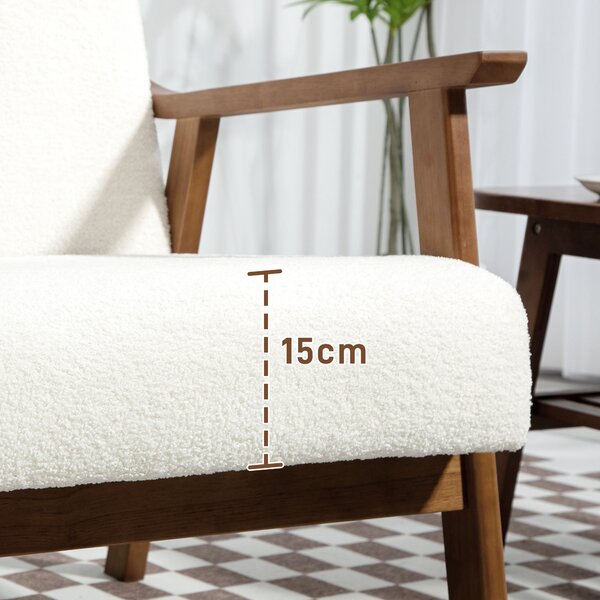 HOMCOM Boucle Seat Mid Century Accent Chair - White Aosom UK