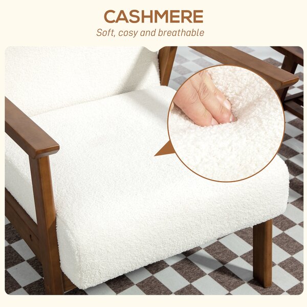 HOMCOM Boucle Seat Mid Century Accent Chair - White Aosom UK