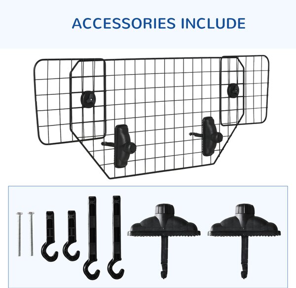 PawHut Dog Guard for Cars Adjustable Boot Barrier Metal Mesh Pet Headrest, 90-120W x 40.5H cm Aosom UK