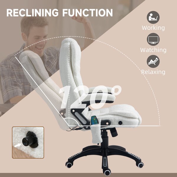 Vinsetto Boucle Six-Point Massage Office Chair - White Aosom UK