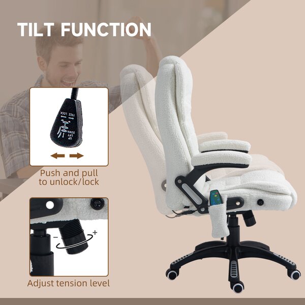 Vinsetto Boucle Six-Point Massage Office Chair - White Aosom UK