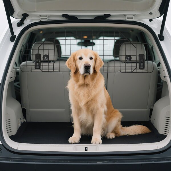 PawHut Dog Guard for Cars Adjustable Boot Barrier Metal Mesh Pet Headrest, 90-120W x 40.5H cm Aosom UK