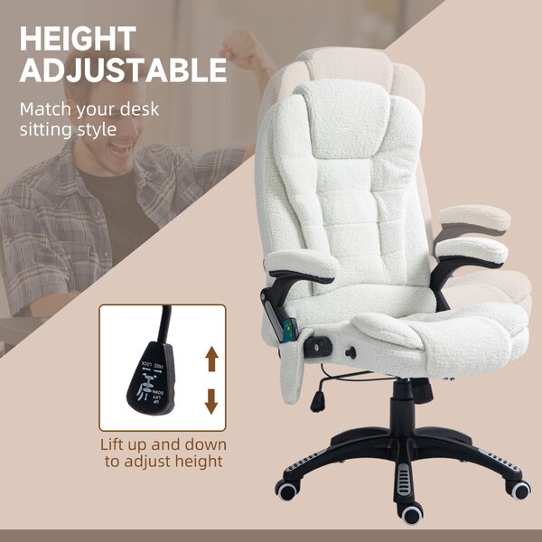Vinsetto Boucle Six-Point Massage Office Chair - White Aosom UK