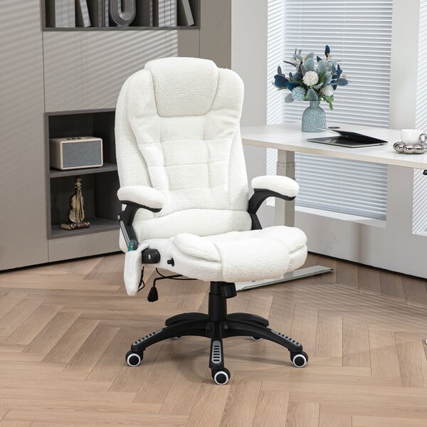 Vinsetto Boucle Six-Point Massage Office Chair - White Aosom UK