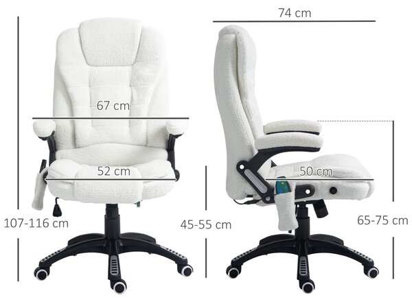 Vinsetto Boucle Six-Point Massage Office Chair - White Aosom UK