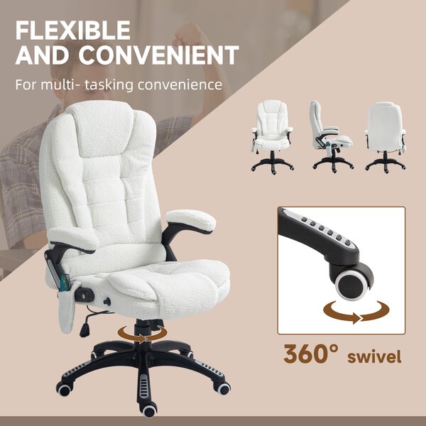 Vinsetto Boucle Six-Point Massage Office Chair - White Aosom UK