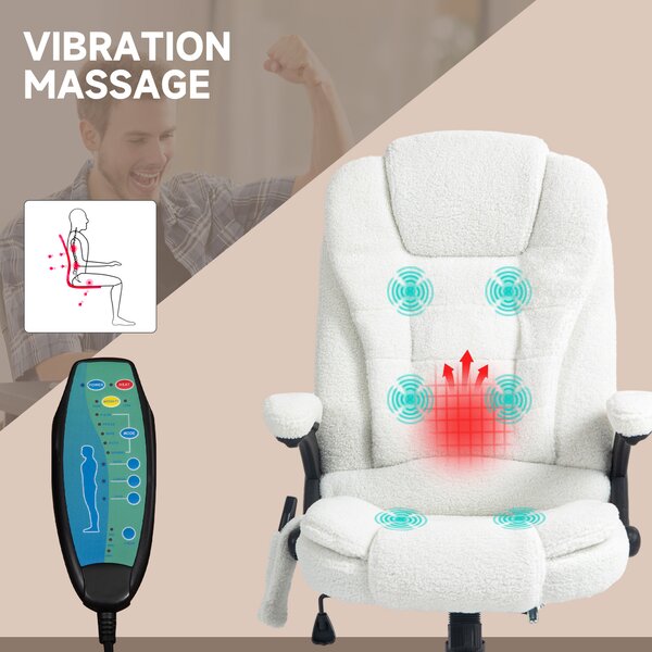 Vinsetto Boucle Six-Point Massage Office Chair - White Aosom UK