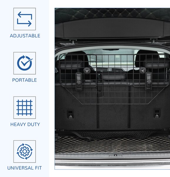 PawHut Dog Guard for Cars Adjustable Boot Barrier Metal Mesh Pet Headrest, 90-120W x 40.5H cm Aosom UK