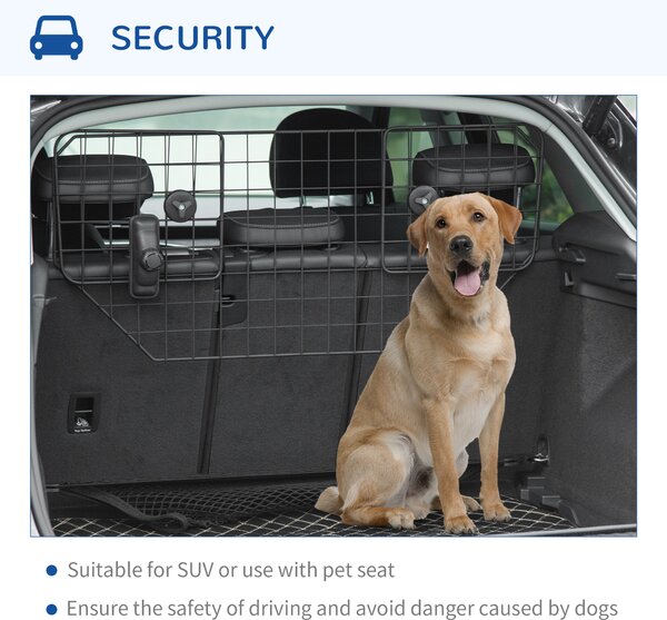 PawHut Dog Guard for Cars Adjustable Boot Barrier Metal Mesh Pet Headrest, 90-120W x 40.5H cm Aosom UK