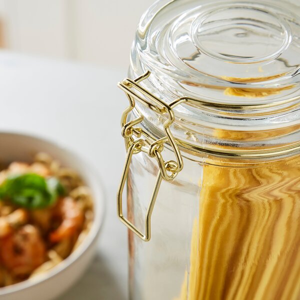 Glass Jar with Gold Clip Lid