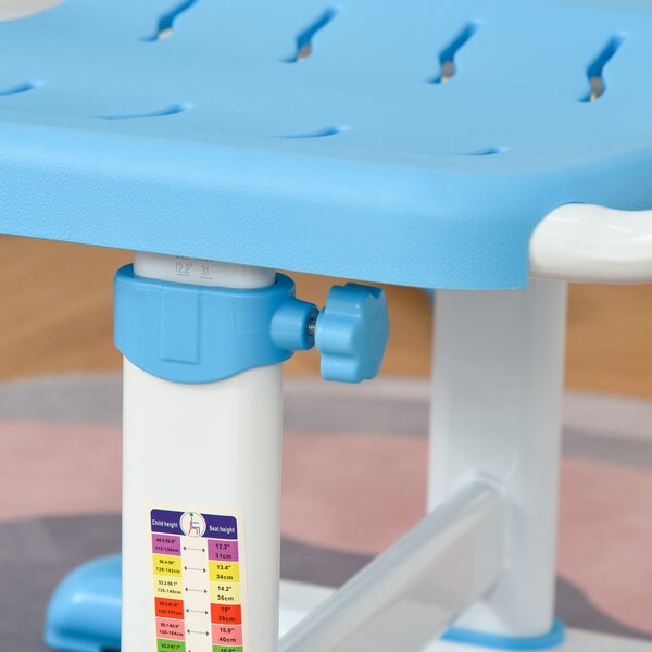 HOMCOM Kids Study Desk and Chair Set w/ Adjustable Height, Storage Drawer - Blue Aosom UK