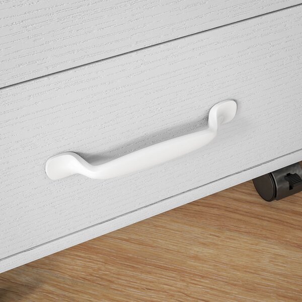 HOMCOM 3 Drawer File Cabinet, Mobile Filing Cabinet on Wheels for Home Office, Study, White Aosom UK