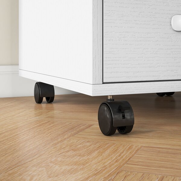 HOMCOM 3 Drawer File Cabinet, Mobile Filing Cabinet on Wheels for Home Office, Study, White Aosom UK